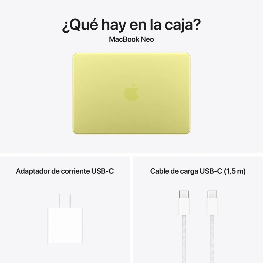 MacBook Neo de 13 pulgadas: Chip A16 Pro de Apple con CPU de 6 núcleos y GPU de 5 núcleos, Magic Keyboard con Touch ID, 512 GB SSD - Amarillo cítrico - Image 10