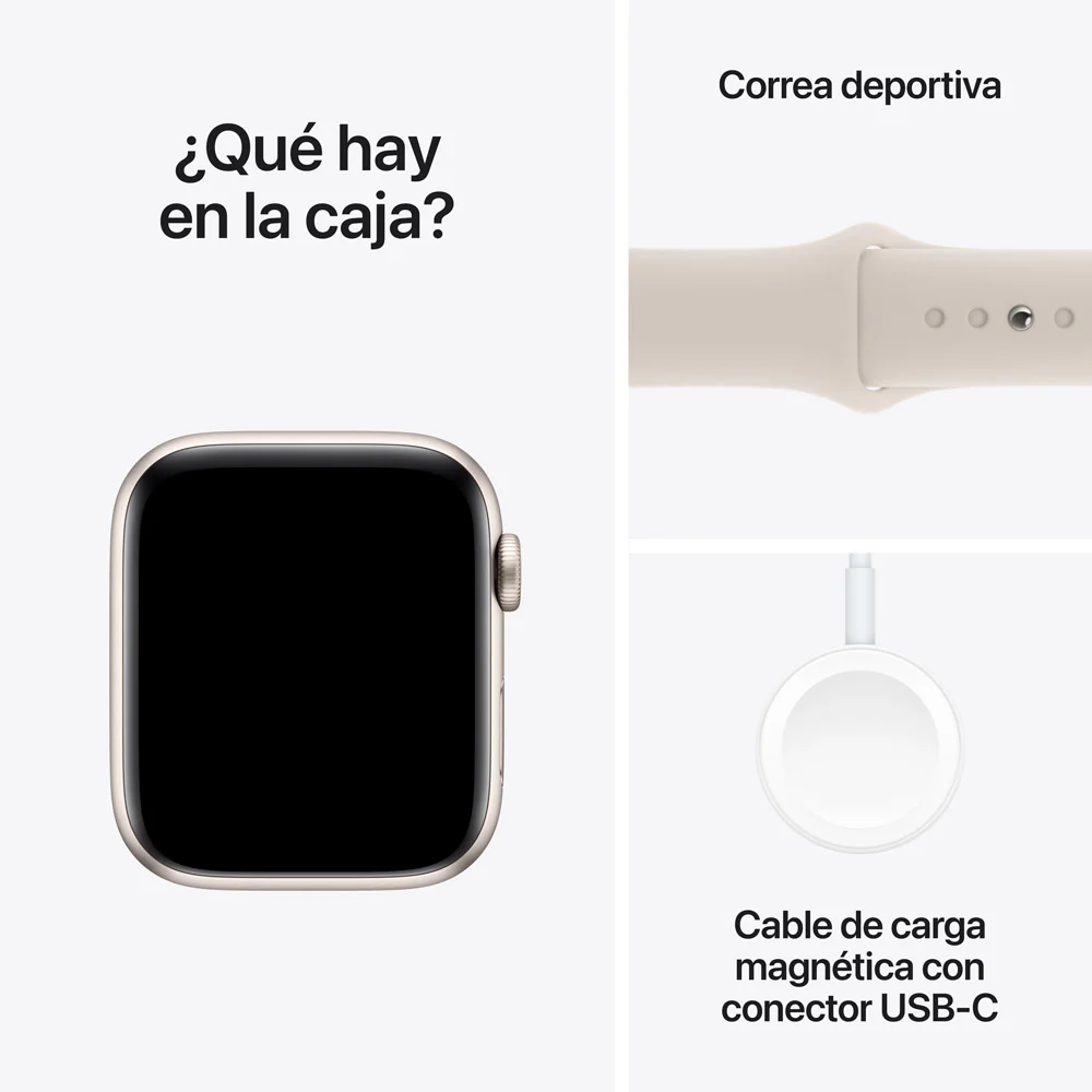 Apple Watch SE GPS + Cellular • Caja de aluminio blanco estelar de 44 mm • Correa deportiva blanco estelar - M/L - Image 8
