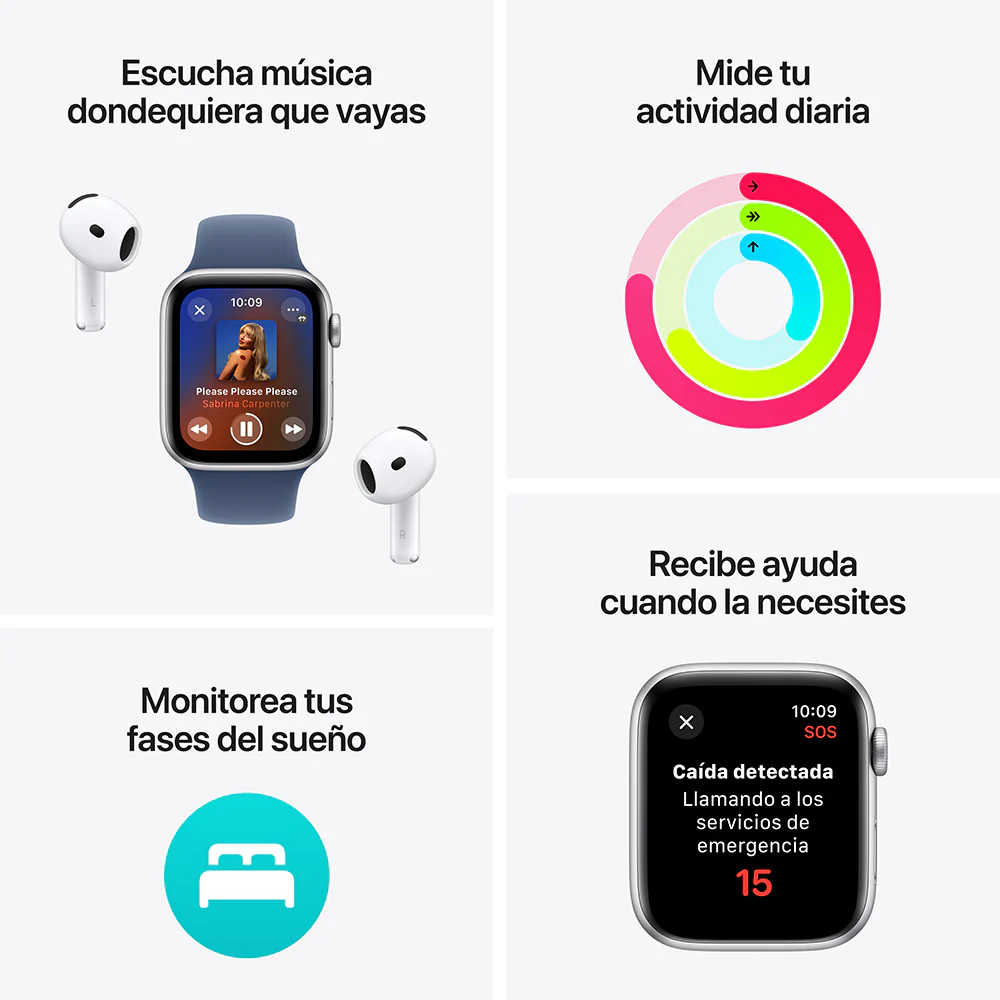 Apple Watch SE GPS • Caja de aluminio color medianoche de 40 mm • Correa loop deportiva color tinta - Image 3