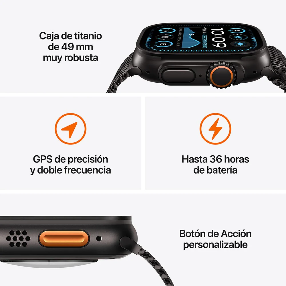Apple Watch Ultra 2 GPS + Cellular • Caja de titanio negro de 49 mm • Correa Trail negra - M/L - Image 3