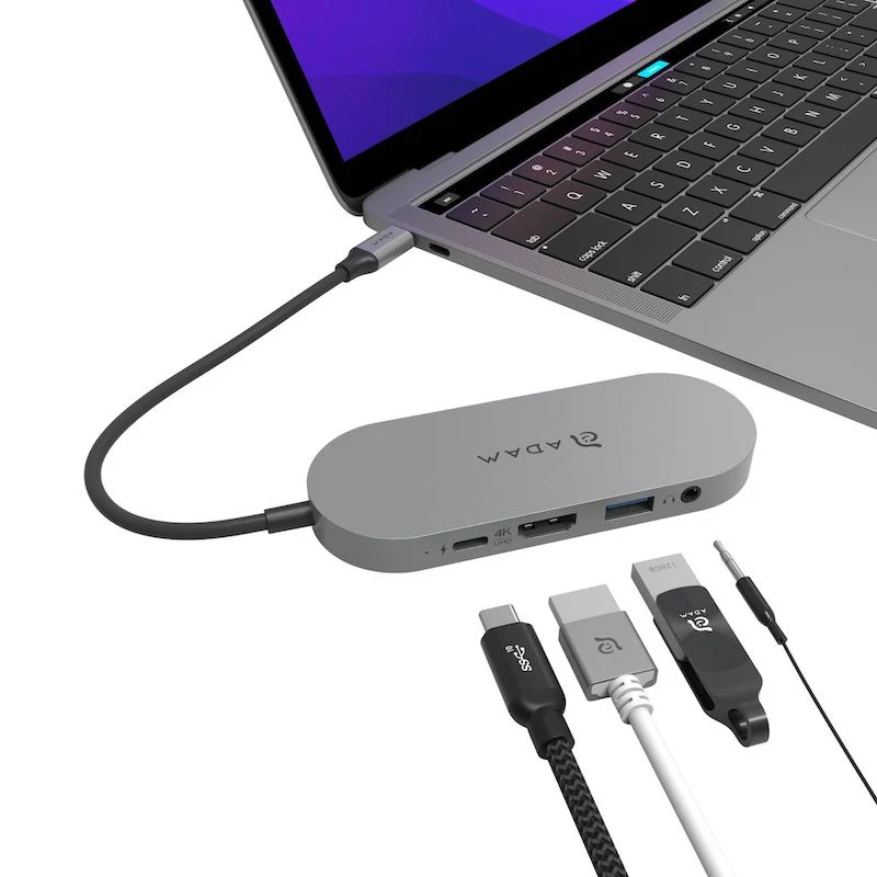 Multipuerto HUB ADAM ELEMENTS USB-C 4 en 1 SSD - Gris metalico - Image 5