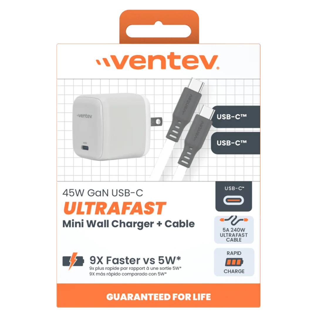 ADAPTADOR VENTEV DE PARED 45W + CABLE DE CARGA 240W USB-C - Image 6