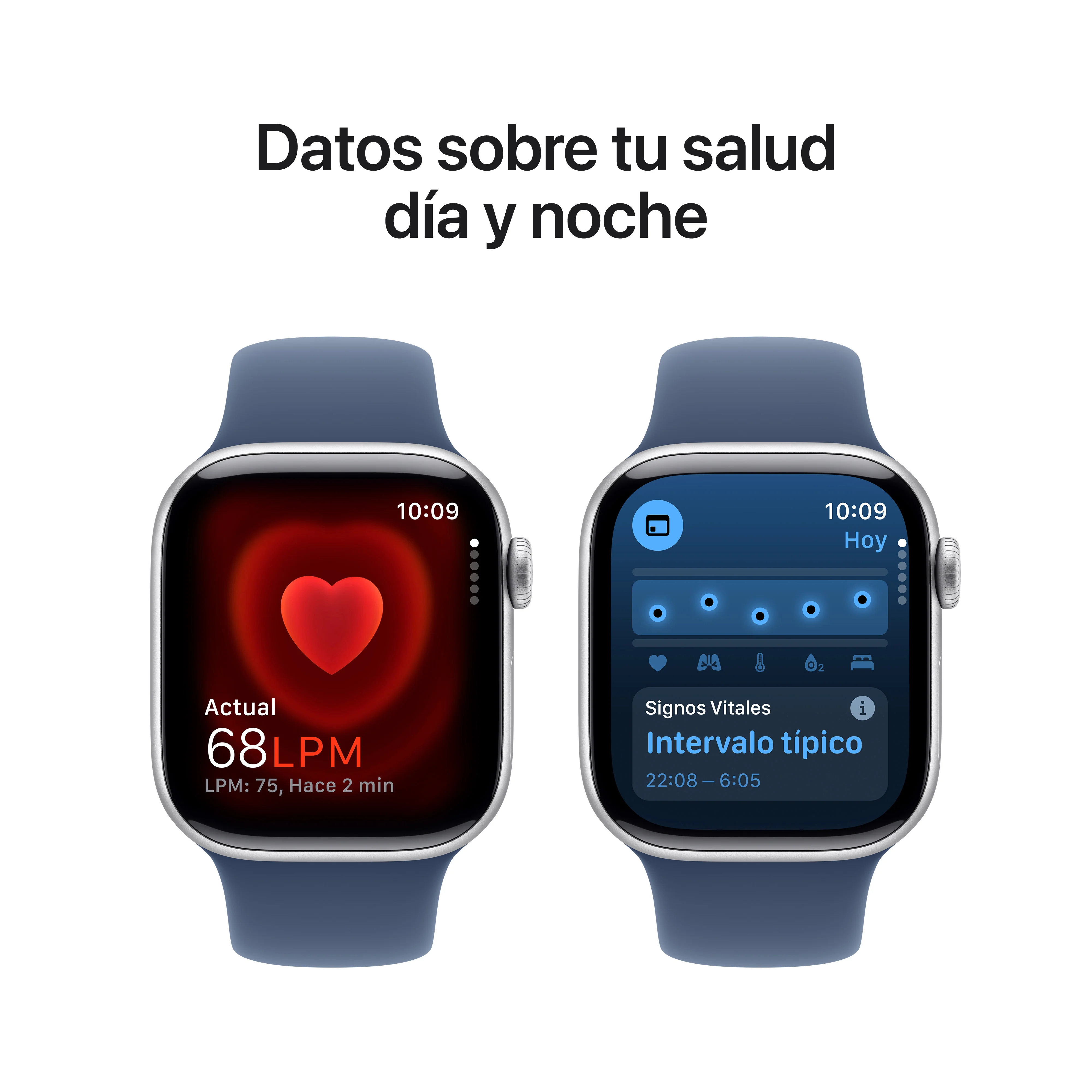 Apple Watch Series 10 GPS • Caja de aluminio color plata de 42 mm • Correa deportiva azul denim - S/M - Image 5
