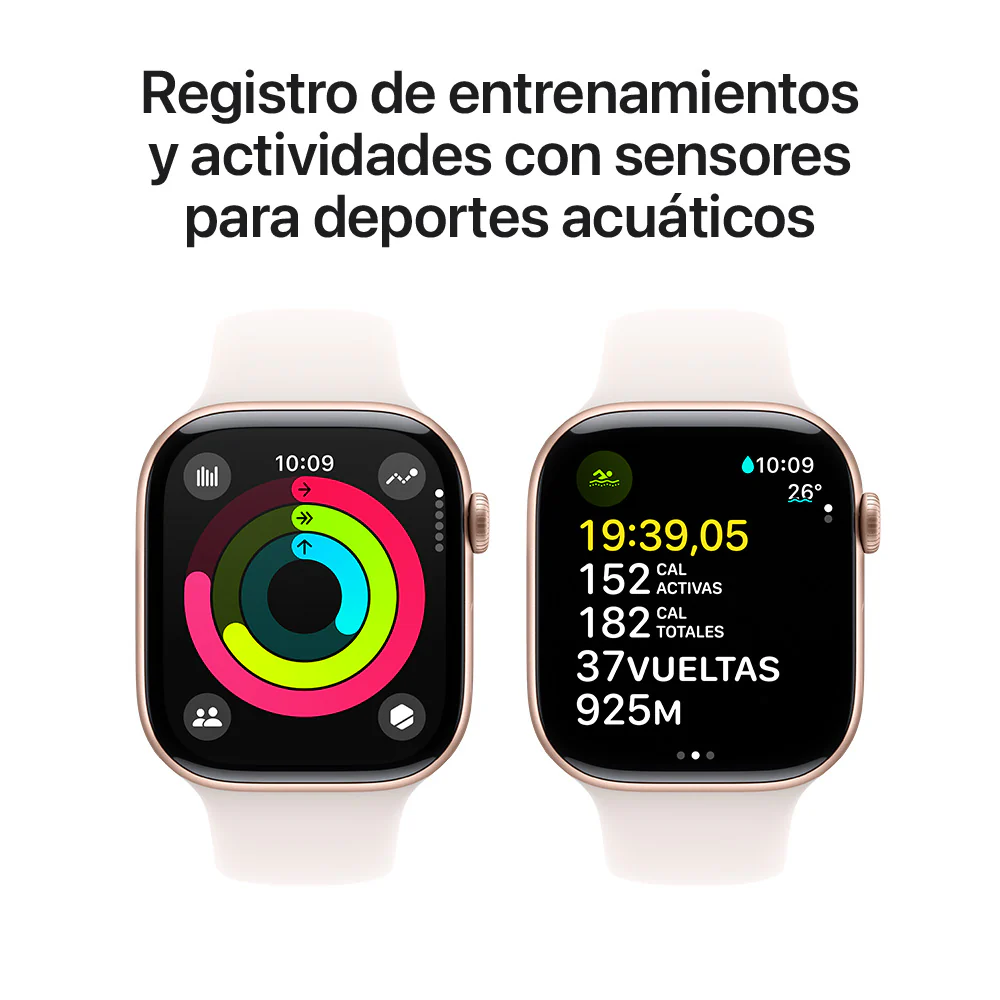 Apple Watch Series 10 GPS • Caja de aluminio color oro rosa de 46 mm • Correa deportiva rosa rubor - S/M - Image 4