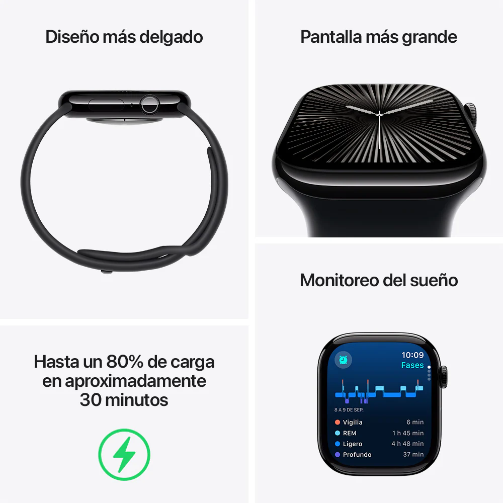 Apple Watch Series 10 GPS • Caja de aluminio color oro rosa de 46 mm • Correa deportiva rosa rubor - M/L - Image 3