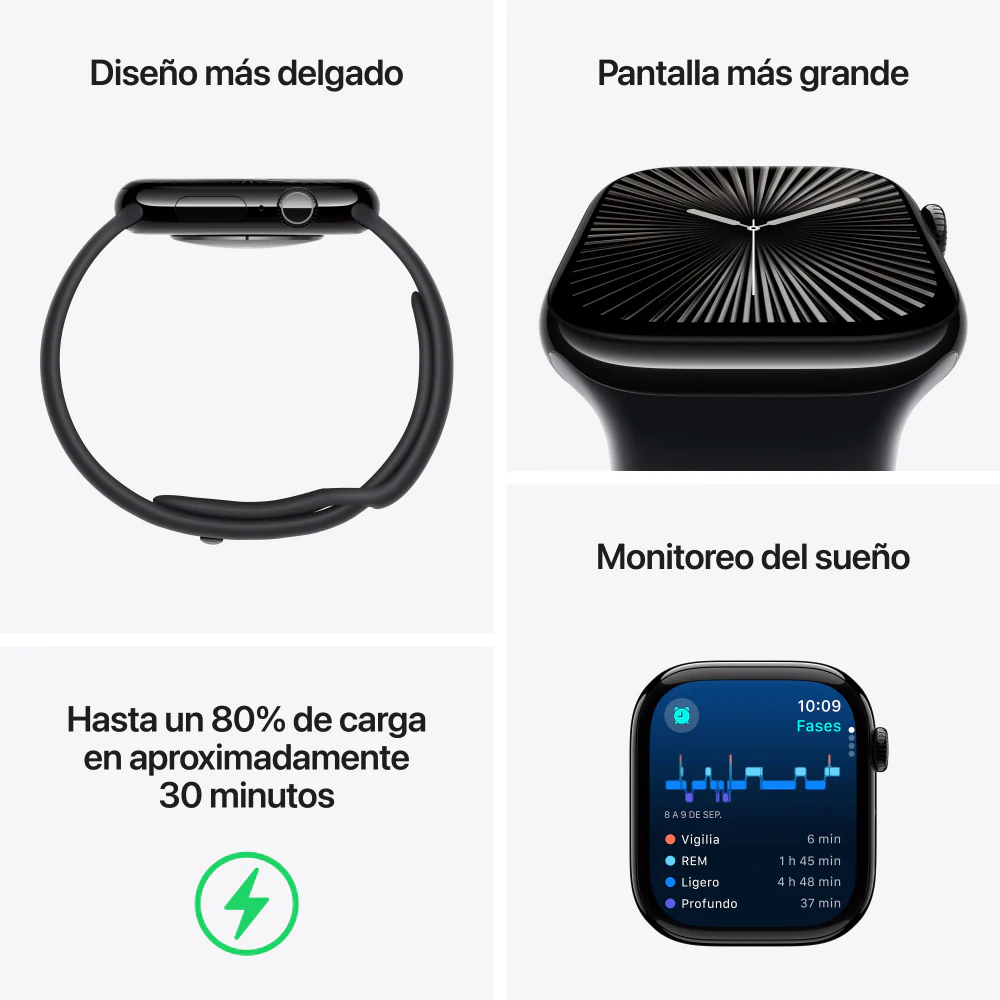 Apple Watch Series 10 GPS + Cellular • Caja de aluminio color oro rosa de 42 mm • Correa deportiva rosa rubor - S/M - Image 3