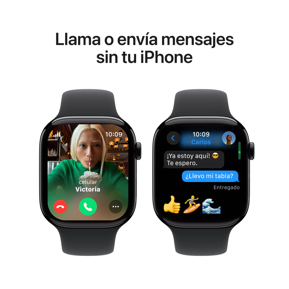 Apple Watch Series 10 GPS + Cellular • Caja de aluminio negro azabache de 46 mm • Correa deportiva negra - S/M - Image 7