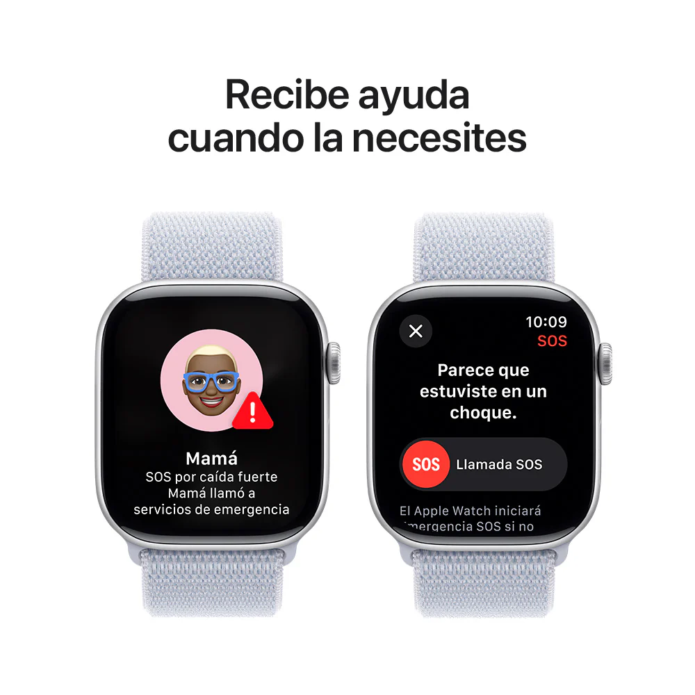 Apple Watch Series 10 GPS • Caja de aluminio color plata de 46 mm • Correa loop deportiva azul nube - Image 6