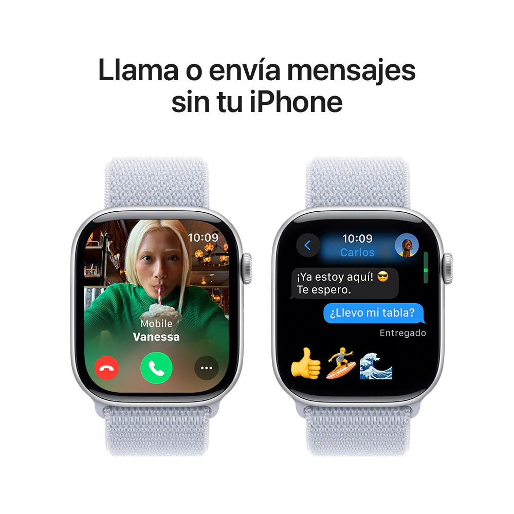 Apple Watch Series 10 GPS • Caja de aluminio color plata de 46 mm • Correa loop deportiva azul nube - Image 7