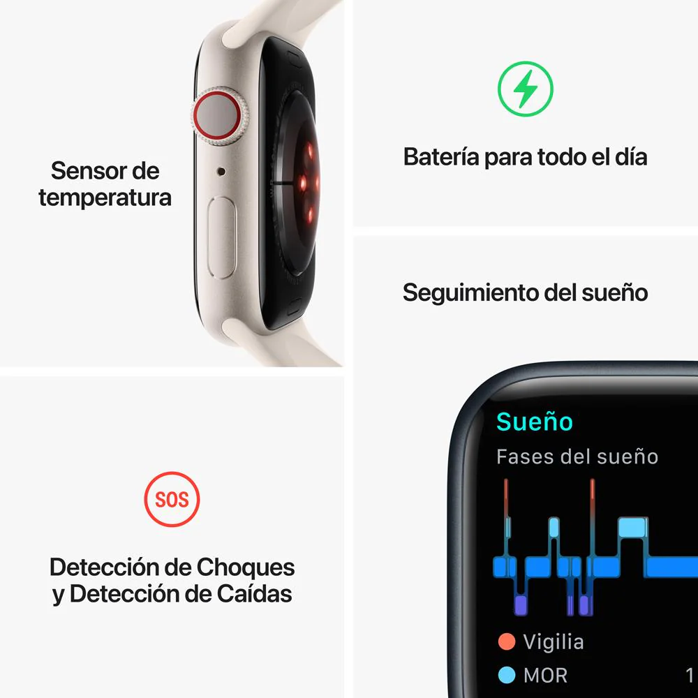 Apple Watch Series 8 (GPS + Cellular) - Caja de aluminio (PRODUCT)RED de 41 mm - Correa deportiva (PRODUCT)RED - Talla única - Image 8