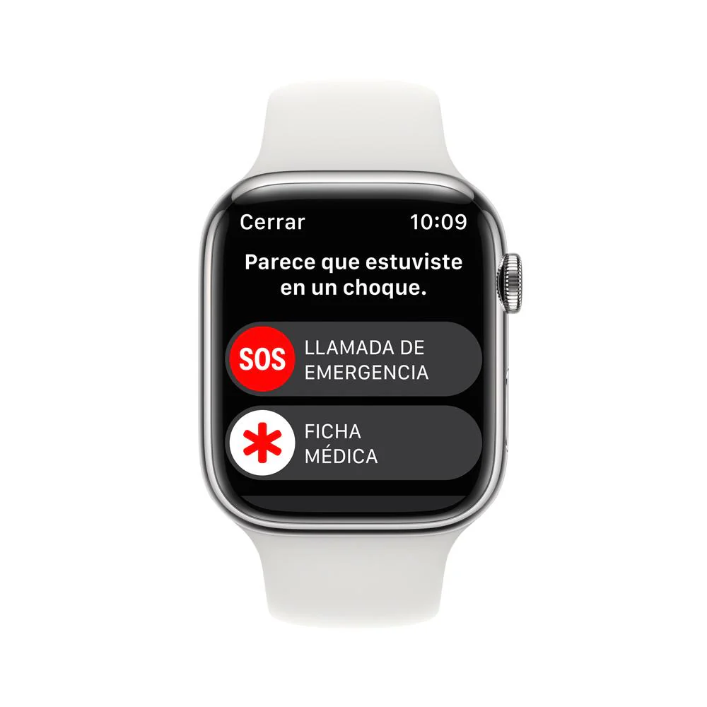 Apple Watch Series 8 (GPS + Cellular) - Caja de acero inoxidable en plata de 45 mm - Correa deportiva blanca - Talla única - Image 6