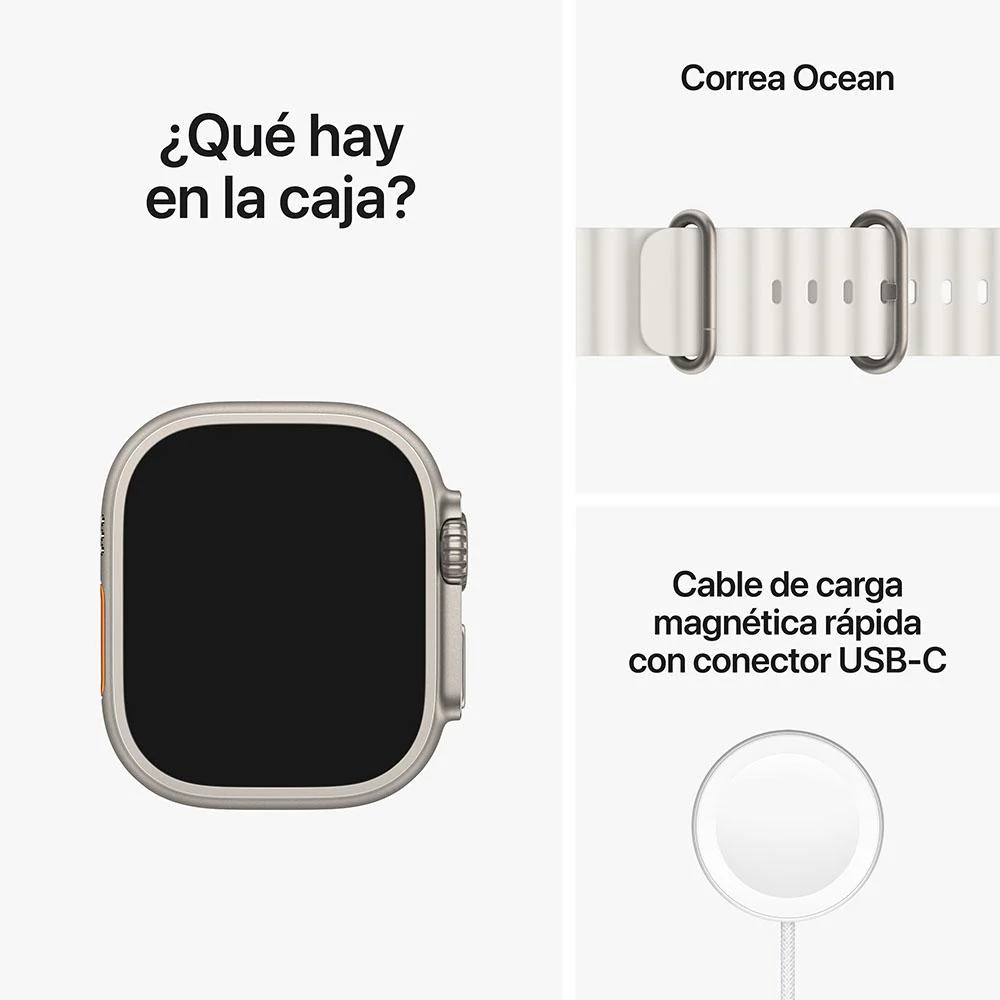 Apple Watch Ultra (GPS + Cellular) - Caja de titanio de 49 mm - Correa Ocean blanca - Image 9