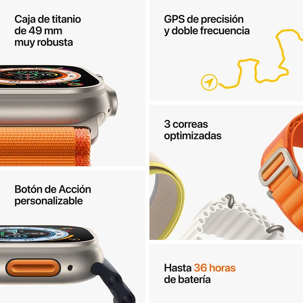 Apple Watch Ultra (GPS + Cellular) - Caja de titanio de 49 mm - Correa Loop Alpine naranja - Talla M - Image 8