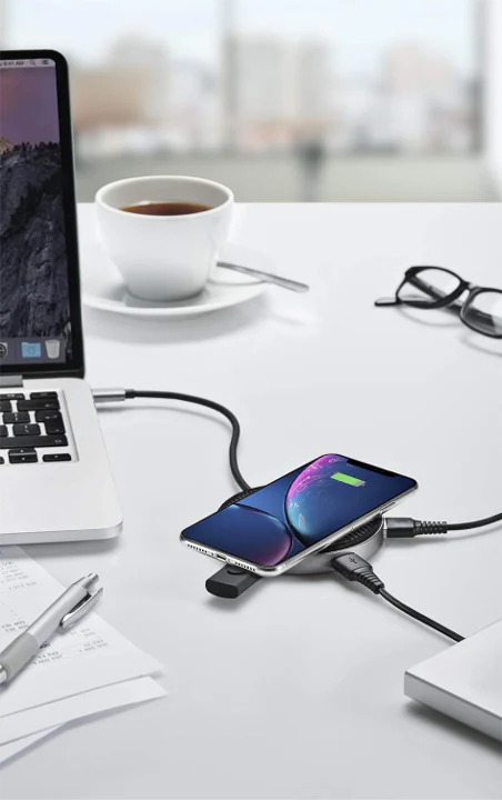 Base de carga QDOS Multipuerto USB-C Plata - Image 4