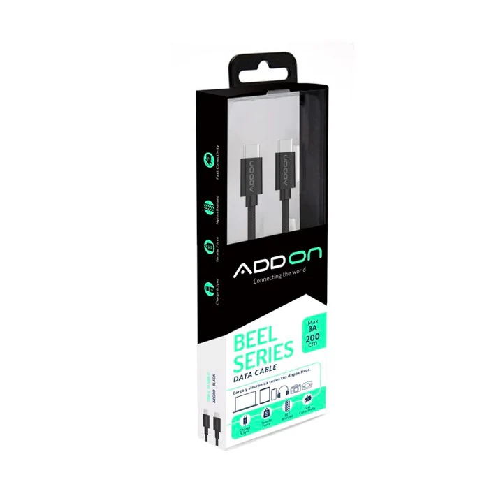CABLE DE CARGA ADD ON USBC/USBC 2mt - BLACK - Image 2