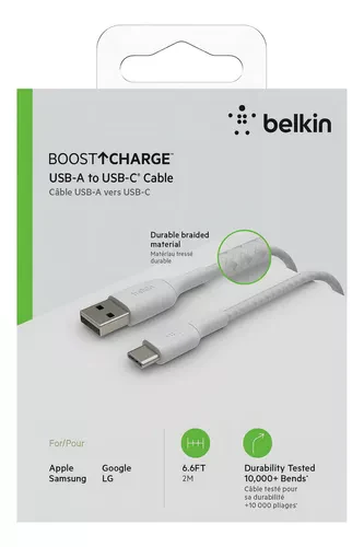 CABLE BELKIN BRAIDED USB-C/USB-A 2M WH - Image 5