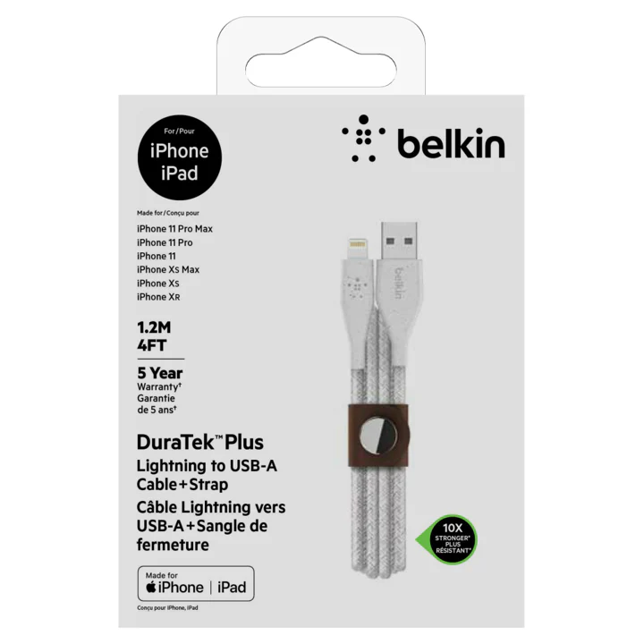 Cable Belkin USB-A a Lightning - 1.2M - DuraTek Plus - Blanco - Image 5