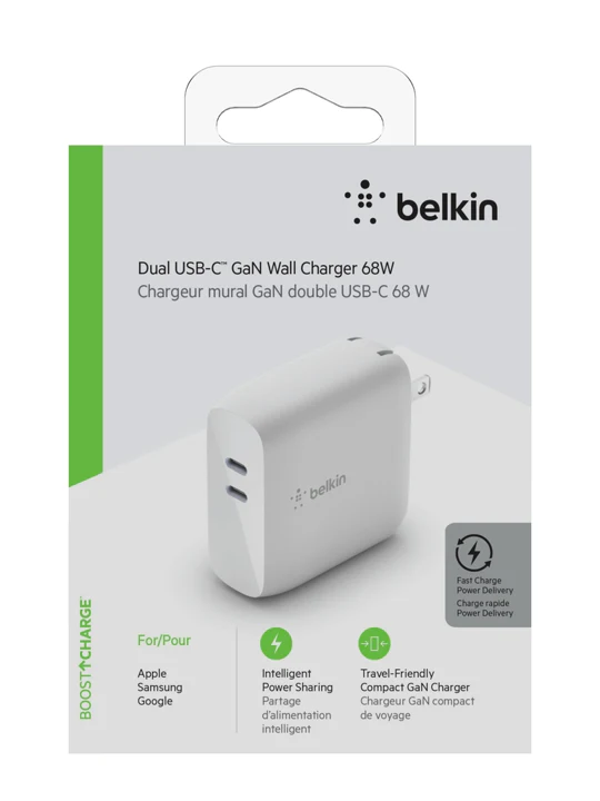 Cargador Belkin 68w - USB-C GAN PD 50w / USB-C GAN PD 18w - Blanco - Image 5