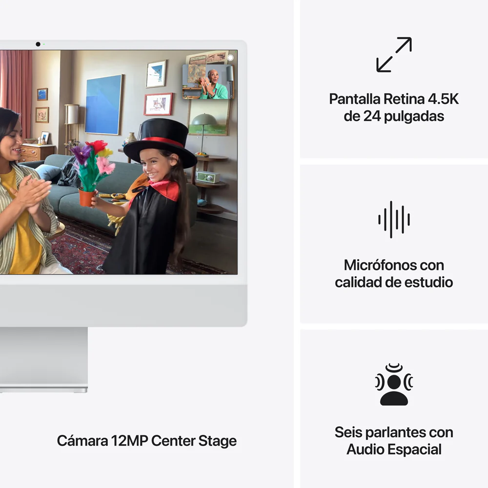 iMac con pantalla Retina 4,5K de 24 pulgadas: Chip M4 de Apple con CPU de 10 núcleos y GPU de 10 núcleos, 256 GB SSD - Plata - Image 7