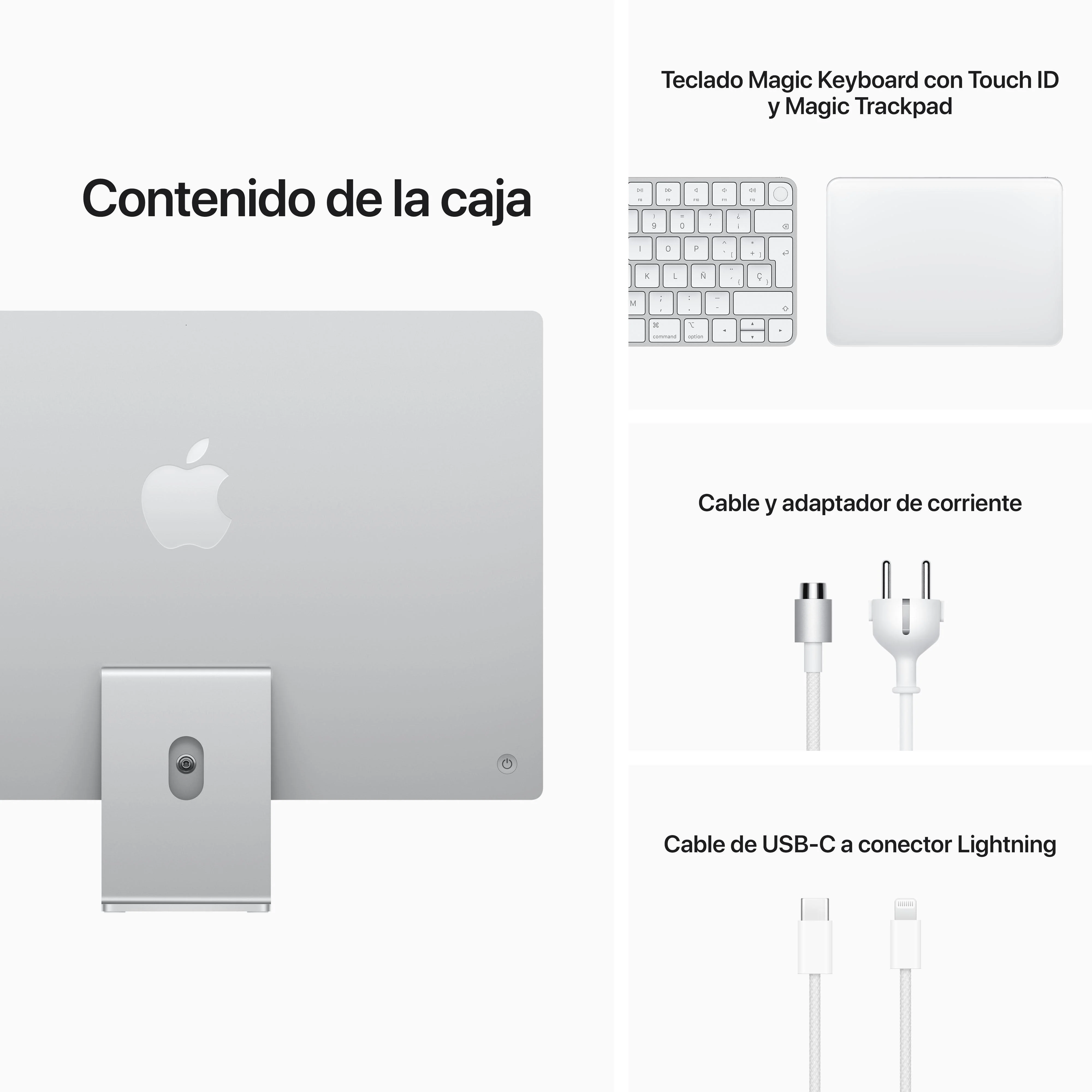 iMac con pantalla Retina 4,5K de 24 pulgadas: Chip M1 de Apple con CPU de ocho núcleos y GPU de ocho núcleos, 256 GB SSD - Plata - Image 10