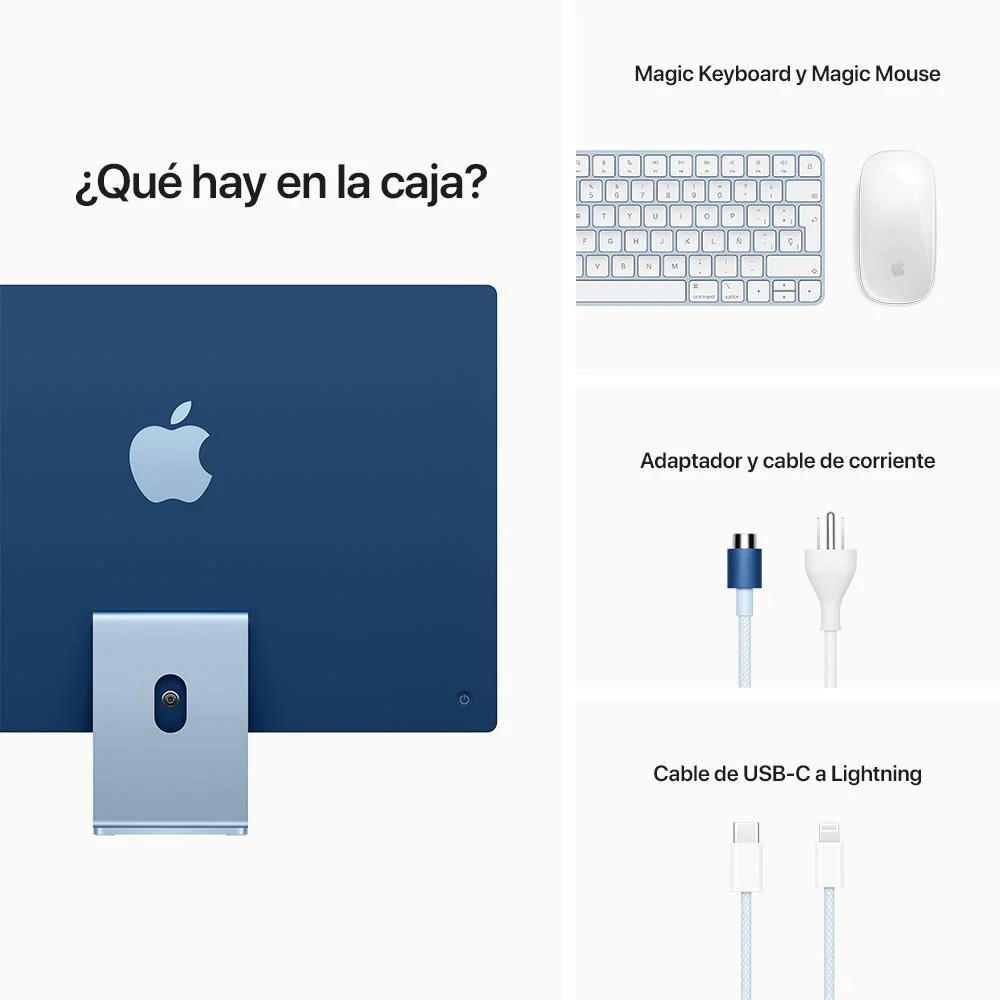 iMac con pantalla Retina 4,5K de 24 pulgadas: Chip M1 de Apple con CPU de ocho núcleos y GPU de siete núcleos, 256 GB SSD - Azul - Image 9