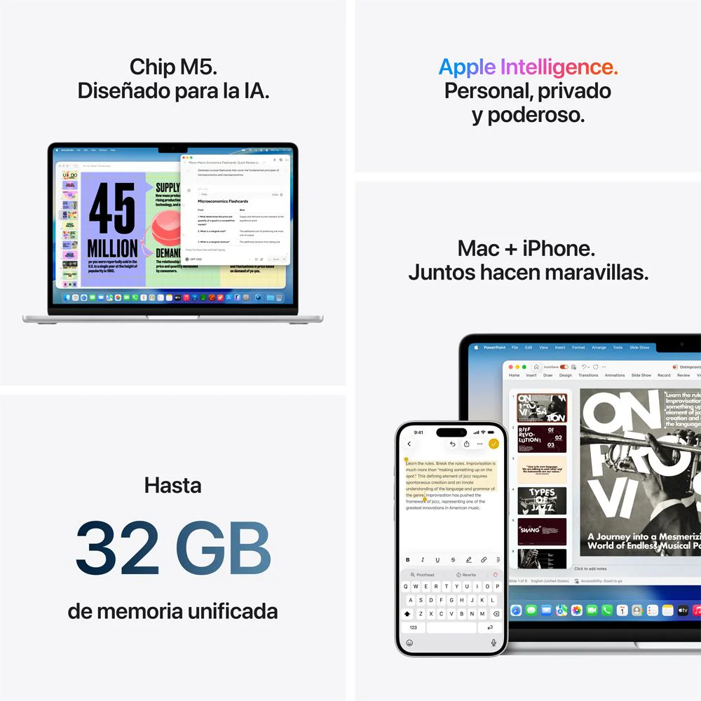 MacBook Air de 15 pulgadas: Chip M5 de Apple con CPU de 10 núcleos y GPU de 10 núcleos, 1 TB SSD - Plata - Image 8