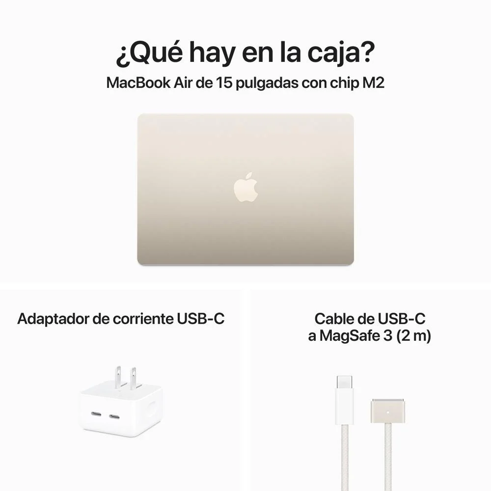 MacBook Air de 15 pulgadas: Chip M2 de Apple con CPU de ocho núcleos y GPU de diez núcleos, 512 GB SSD - Blanco estrella - Image 12