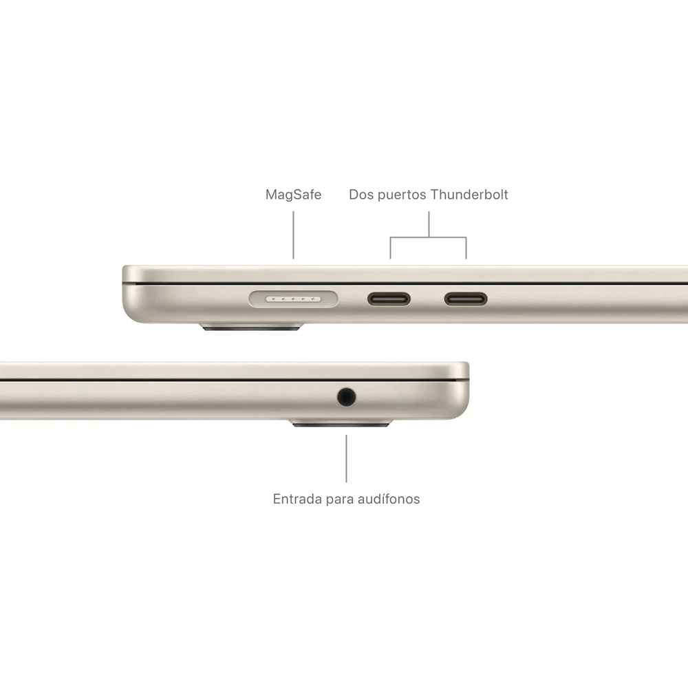 MacBook Air de 15 pulgadas: Chip M3 de Apple con CPU de 8 núcleos y GPU de 10 núcleos, 512 GB SSD - Blanco estrella - Image 7