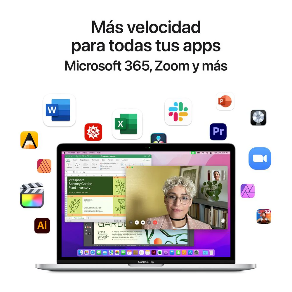 MacBook Pro de 13 pulgadas: Chip M2 de Apple con CPU de ocho núcleos y GPU de diez núcleos, 512 GB SSD - Plata - Image 8