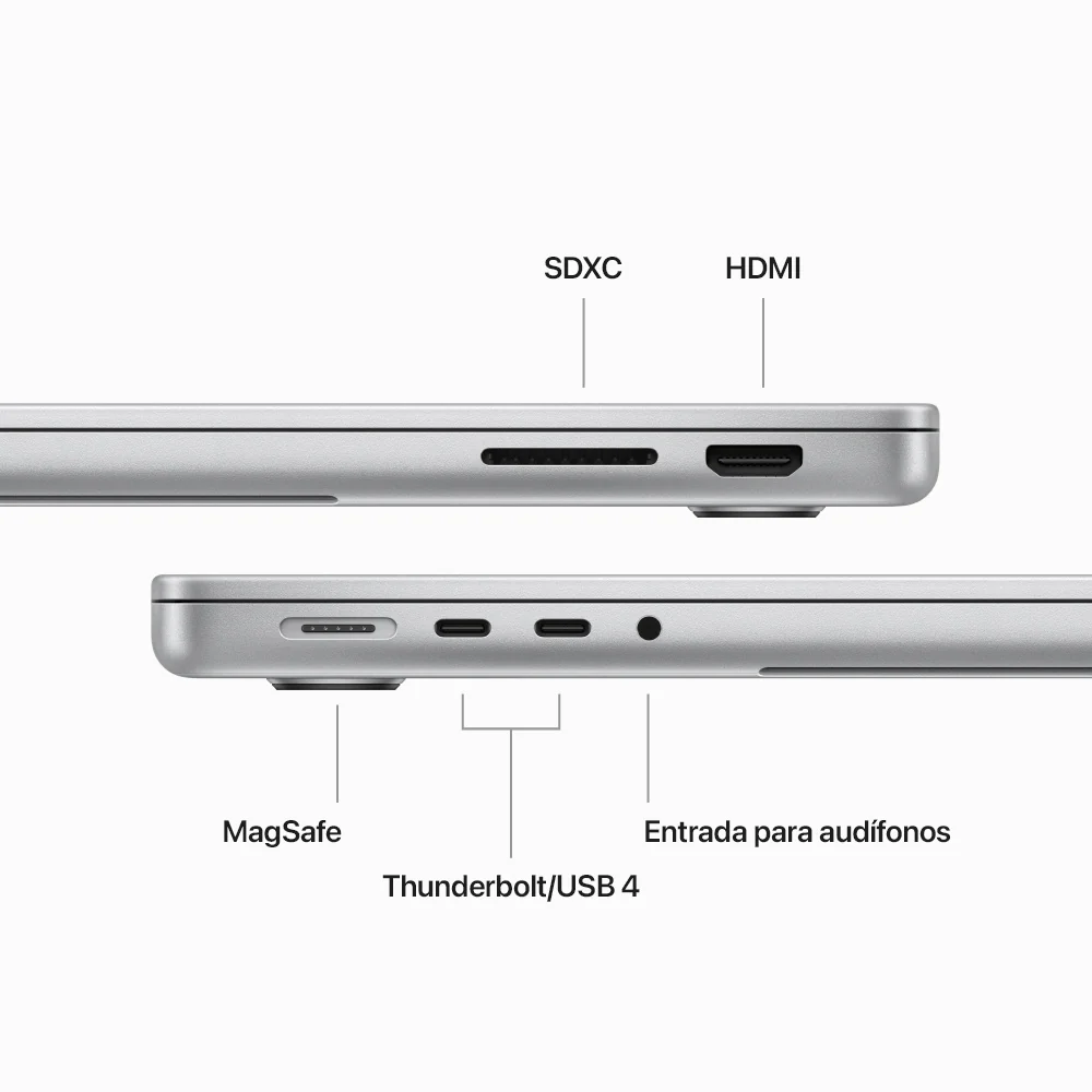 MacBook Pro de 14 pulgadas: Chip M3 de Apple con CPU de 8 núcleos y GPU de 10 núcleos, 1 TB SSD - Plata - Image 6