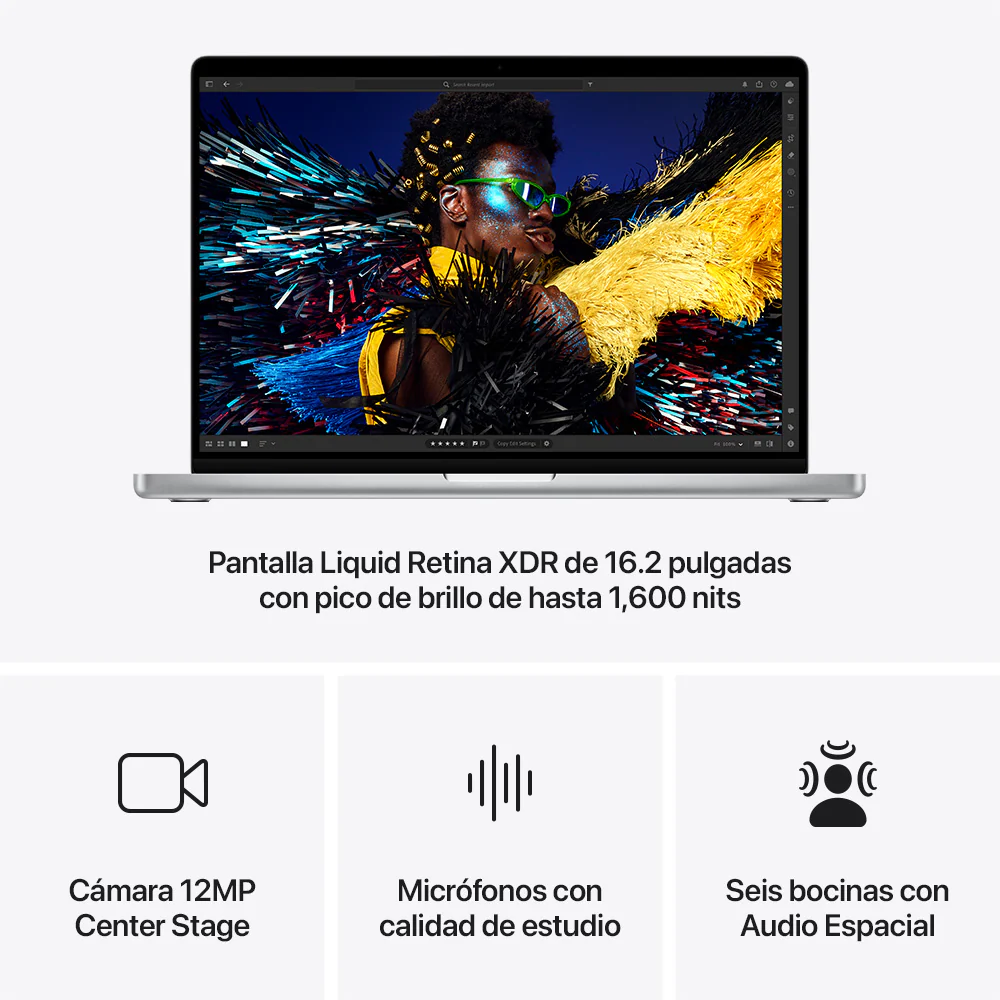 MacBook Pro de 16 pulgadas: Chip M4 Pro de Apple con CPU de 14 núcleos y GPU de 20 núcleos, 512 GB SSD - Plata - Image 6