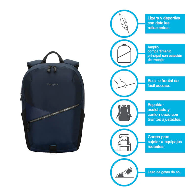 MALETA TARGUS TRANSPIRE COMPACT BACKPACK 15.6 INCH BLUE - Image 2